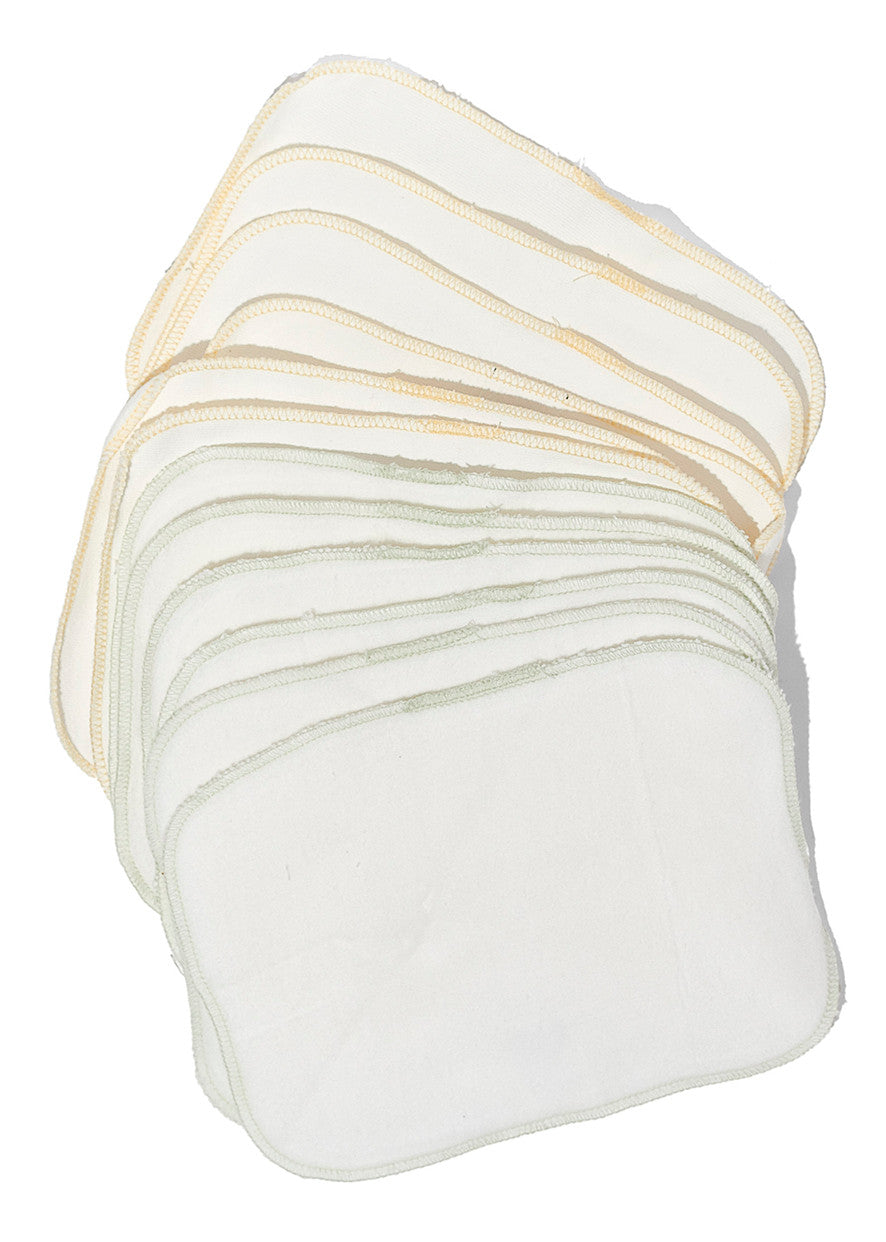 Organic Brushed Cotton Wash Cloth - Pack of 12