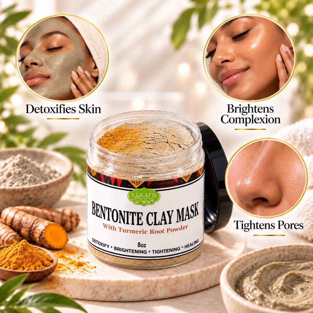Lulu's Holistics Turmeric & Bentonite Clay Clarifying Detox Mask (8oz)