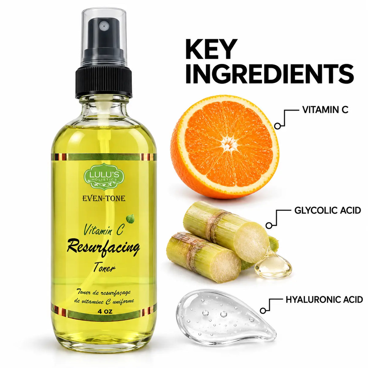 Lulu's Holistics Even-Tone Vitamin C Resurfacing Toner Spray (4oz)