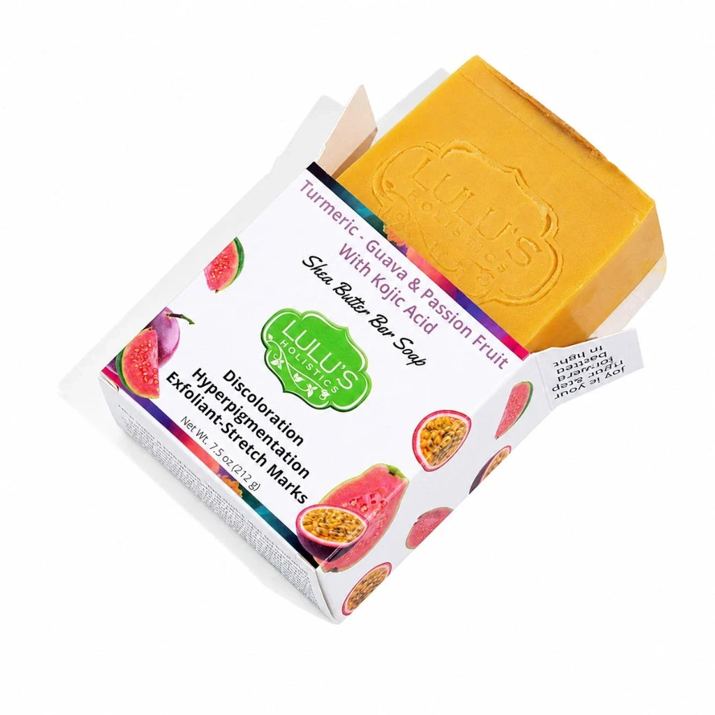 Lulu's Holistics Guava Passionfruit Turmeric Kojic Shea Butter Bar Soap – Target Uneven Tone & Glow
